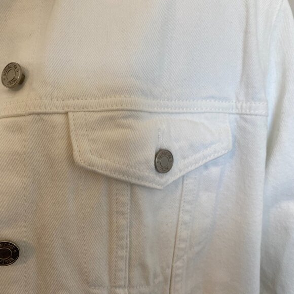 Women's White Cotton Jean Jacket Never Worn - Picture 7 of 8